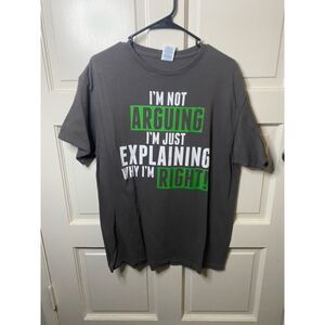 Mens Gray/Green Graphic Tee Size L